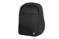 Rucksack RPET, Safepack, schwarz gepolsterte Fächer für Laptop,