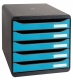 Schubladenbox CleanSafe, 5 offene Fächer, blau, für A4+ Formate,